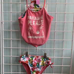 Size 10 - Pink Floral Reversible Bikini Swimsuit