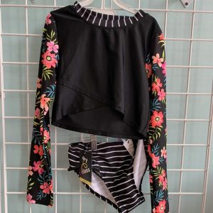 Size 10/12 - Black/Floral Bikini Swimsuit (New)