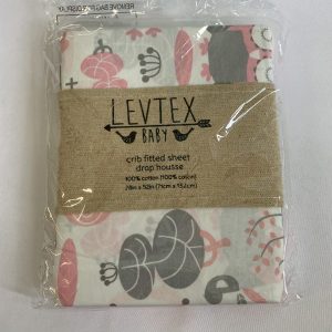 Sheet:  White/Pink Levtex Baby Crib (New)