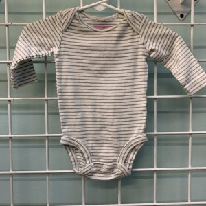Size 03 Month - Grey/White Stripe Onesie