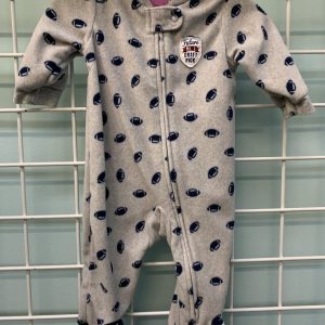 Size 03 Month - Grey/Blue Football Fleece Sleeper