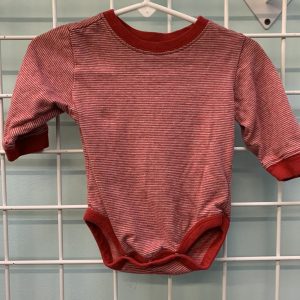 Size 03/06 Month - Red/Grey Stripe Gap Onesie