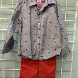 Size 3T - Blue/Red Dinosaur Pant Set
