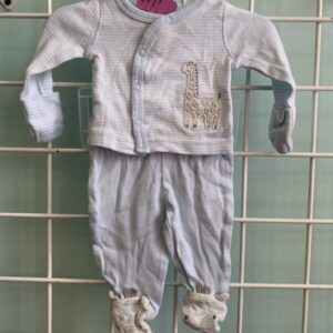 Size 00 Preemie - Blue/White Giraffe Set