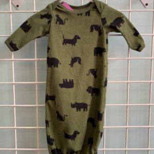 Size 00 Newborn - Green Animals Fleece Gown