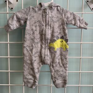 Size 00 Newborn - Grey Dinosaur Romper