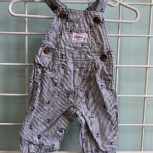 Size 00 Newborn - Grey/White Anchor Bib Overall