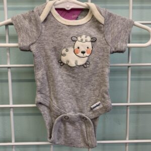 Size 00 Preemie - Grey Lamb Organic Onesie