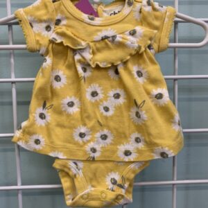 Size 00 Preemie - Yellow Floral Onesie Dress
