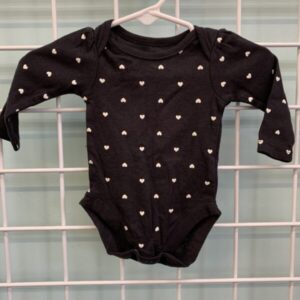 Size 00 Newborn - Black/White Heart Onesie