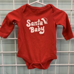 Size 00/03 Month - Red Santa Baby Onesie