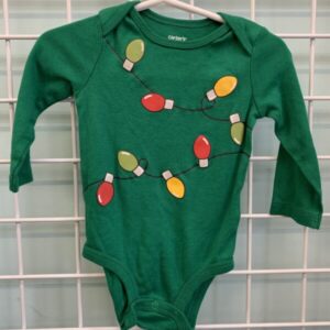 Size 12 Month - Green Christmas Light Onesie