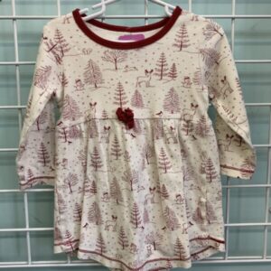 Size 2T - Cream/Red Winter Organic Dress