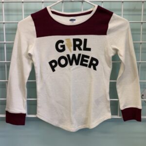 Size 8 - White/Maroon Girl Power Shirt