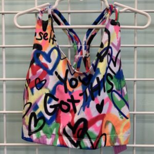 Size 12/14 - White Graffiti Sports Bra