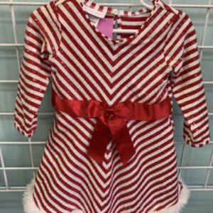 Size 24 Month - Red/White Stripped Christmas Dress