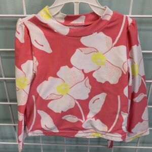 Size 24 Month - Pink/White Floral Swimsuit with Hat