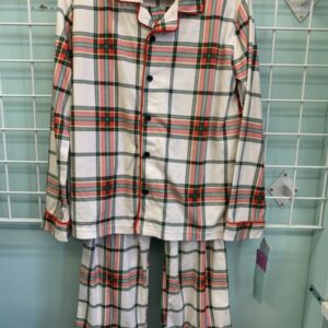 Size 10/12 - Cream Plaid PJ Set (New)