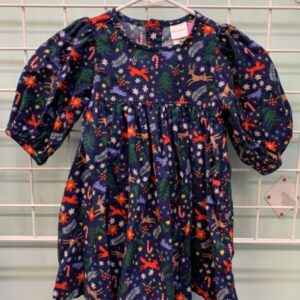 Size 4 - Blue Forest Creatures Christmas Hanna Dress