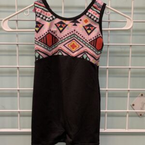 Size 4/5 - Black/Pink Geometric Leotard
