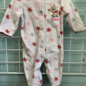 Size 03/06 Month - White/Pink My First Christmas Fleece Sleeper