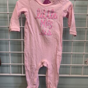 Size 09 Month - Pink Little Miss Sis Footed Romper