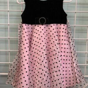 Size 3T - Pink/Black Polka Dot Dress
