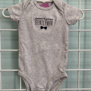 Size 06 Month - Grey Stripe Mommy's Little Gentleman Onesie