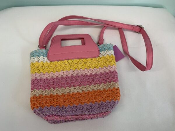 Bag: Pink Stripe Straw Purse