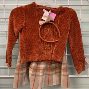 Size 5T - 3 Piece Orange and Plaid Tommy Bahama Sweater Set