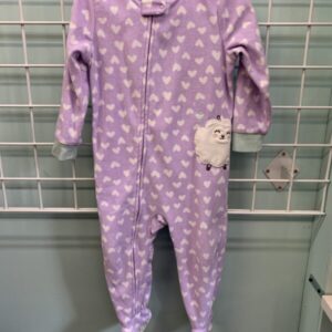 Size 2T - Purple/White Sheep Fleece Sleeper