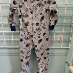 Size 2T - Grey/Blue Space Dog Fleece Sleeper