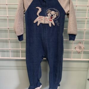 Size 2T - Grey/Blue Space Dog Fleece Sleeper
