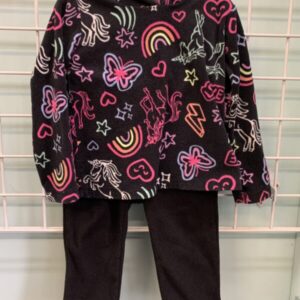 Size 3T - Black/Pink Fleece Set