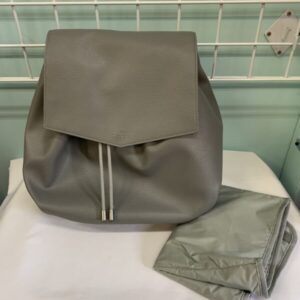 Bag: Grey Leather Diaper Bag