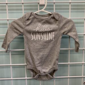Size 00/03 Month - Grey Hello Sunshine Onesie