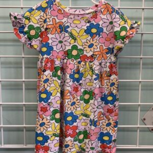 Size 3T - White/Rainbow Floral Dress