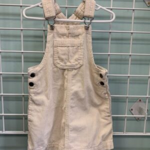 Size 3T - Cream Corduroy Bib Overall Dress