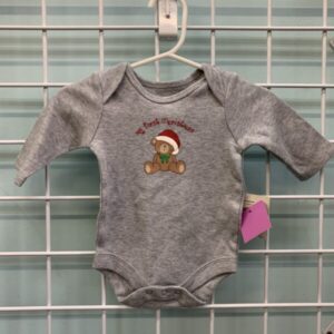 Size 00 Newborn - Grey My First Christmas Onesie (New)