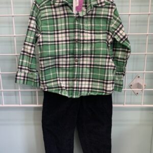 Size 4T - Green/Black Shirt & Pant Set