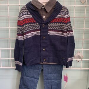 Size 4T - Blue/Grey Tahari Sweater, Shirt & Pant Set (New)