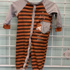 Size 06/09 Month - Grey/Orange Fox Organic Romper