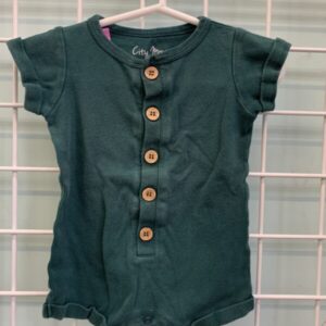 Size 06/09 Month - Green Organic Romper