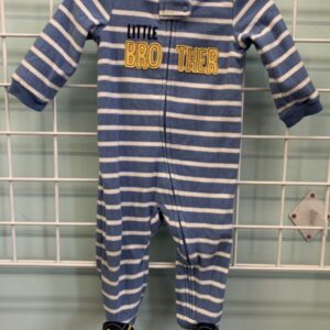 Size 09 Month - Blue/White Little Brother Fleece Sleeper