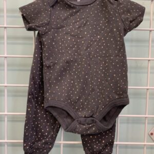 Size 09 Month - Grey/Brown Polka Dot PJ Set
