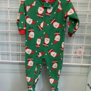 Size 18 Month - Green/Red Santa Fleece Sleeper