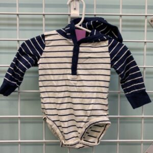Size 06 Month - Blue/White Stripe Onesie