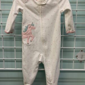 Size 09 Month - White/Pink Unicorn Fleece Sleeper