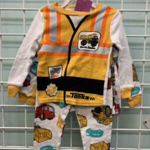 Size 2T - White/Yellow Construction Tonka PJ Set