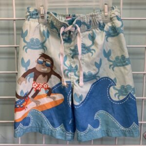 Size 3T - Blue Surfing Monkey Swim Trunk